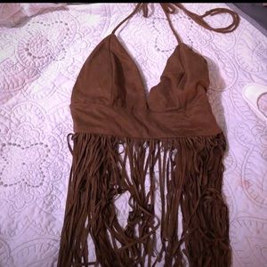 Fringe suede crop top